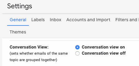 how to turn on conversation view in gmail