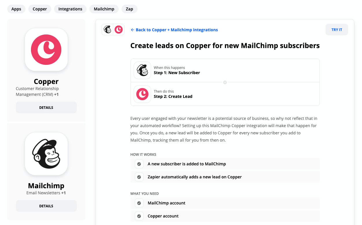 Copper-MailChimp Integration