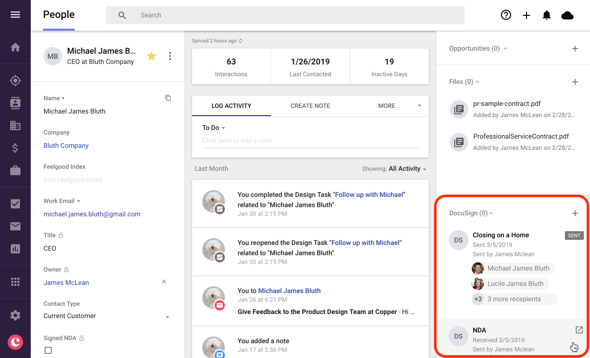 docusign copper integration