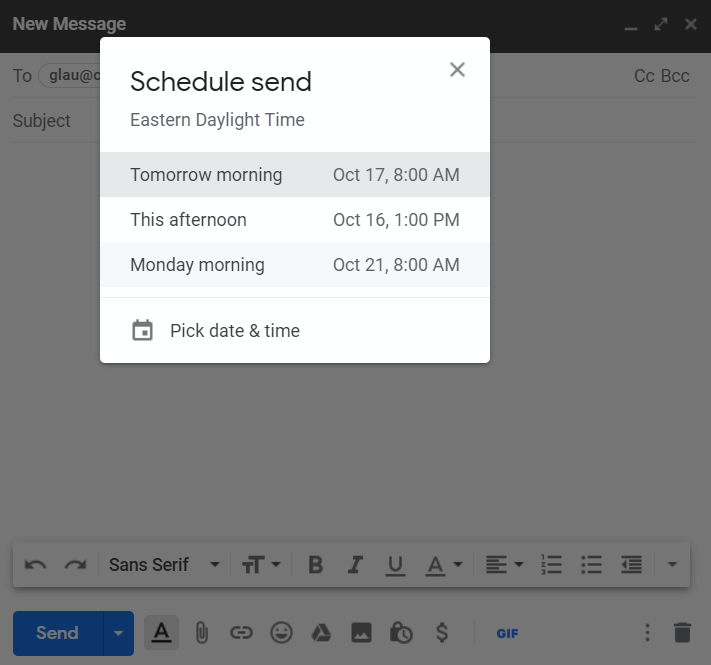 Gmail Scheduling