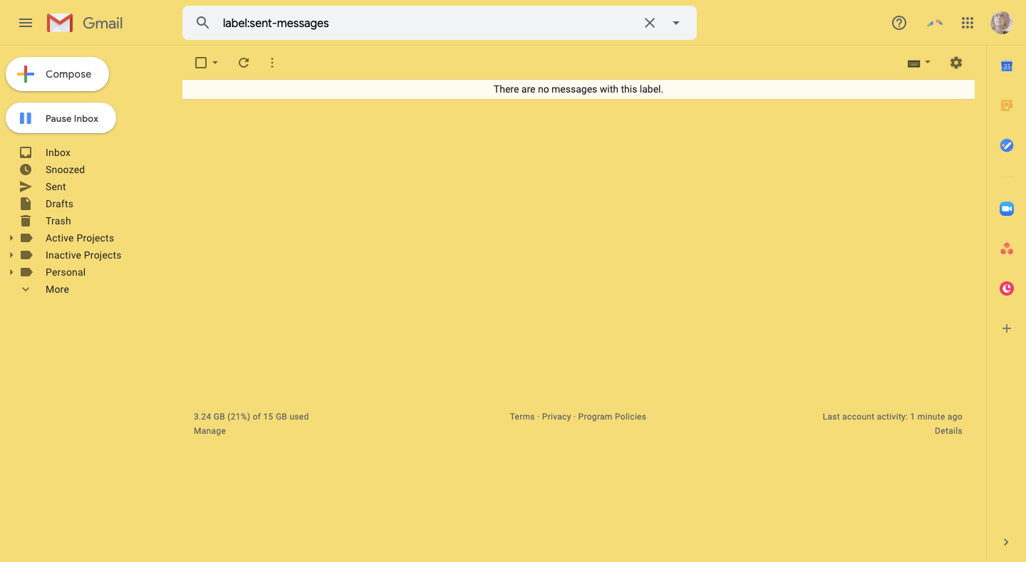 gmail yellow theme