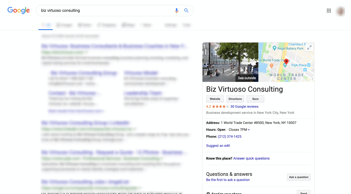 google my business for a consultant