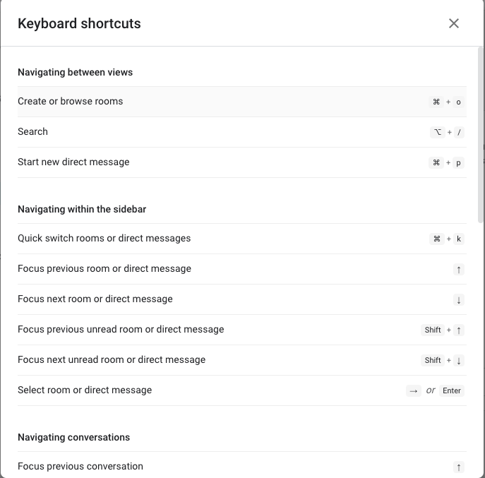 google hangouts chat shortcuts