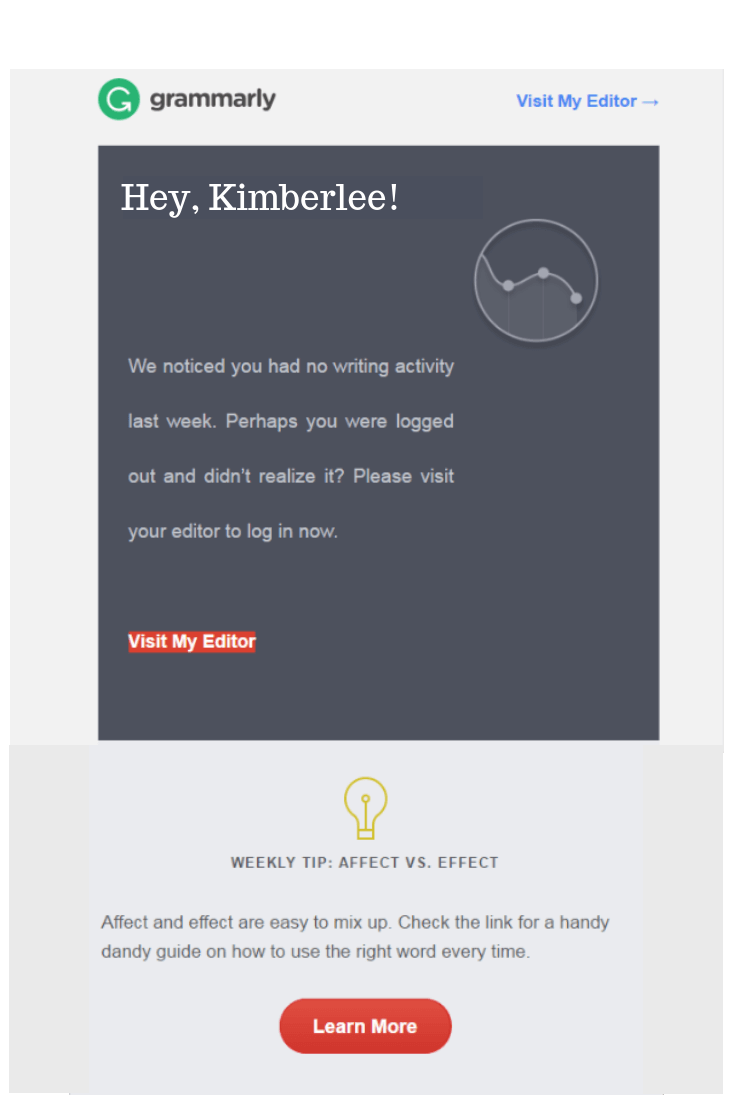 grammarly's re-engagement drip email campaign