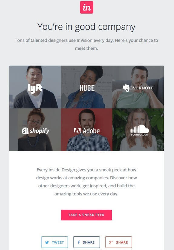 invision welcome email for customers