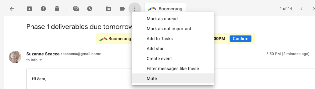 muting convos in gmail