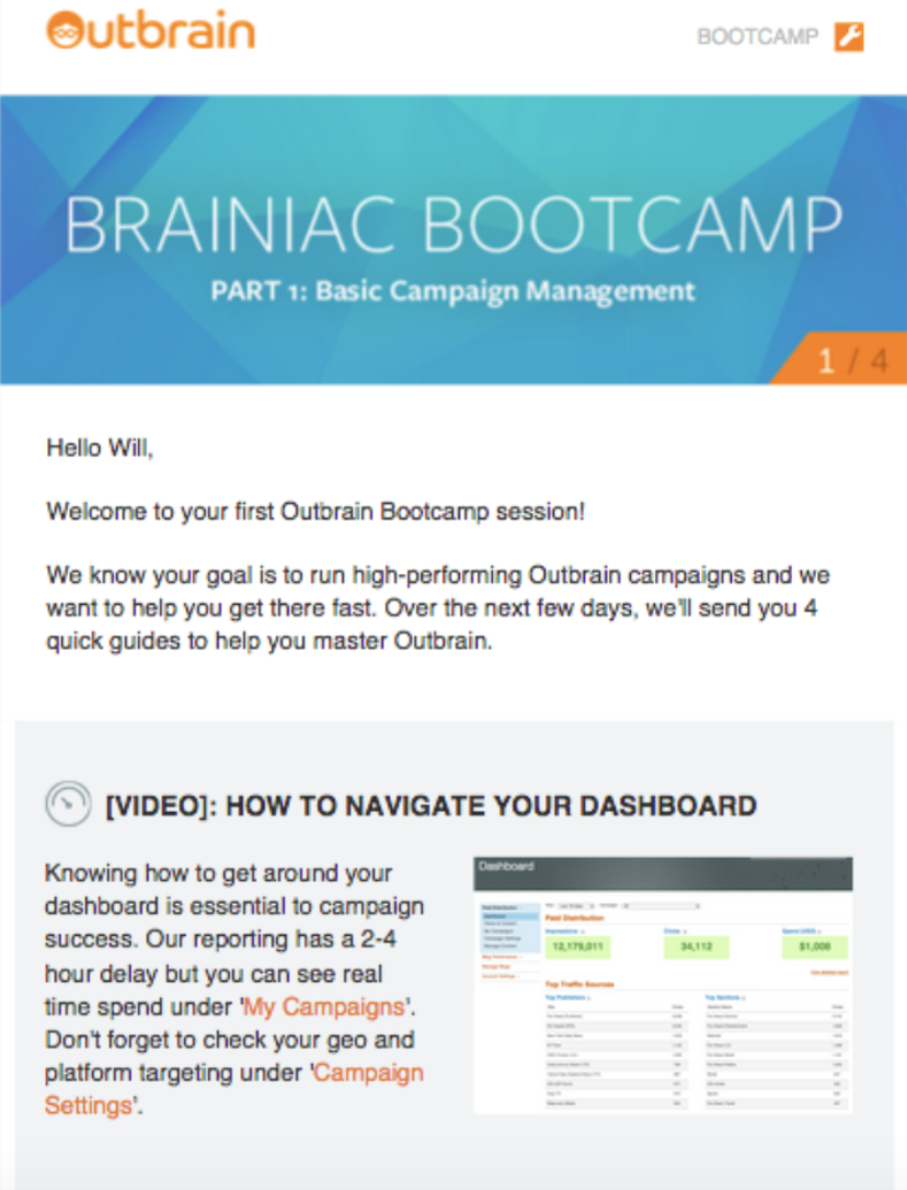 Outbrain’s Bootcamp session onboarding