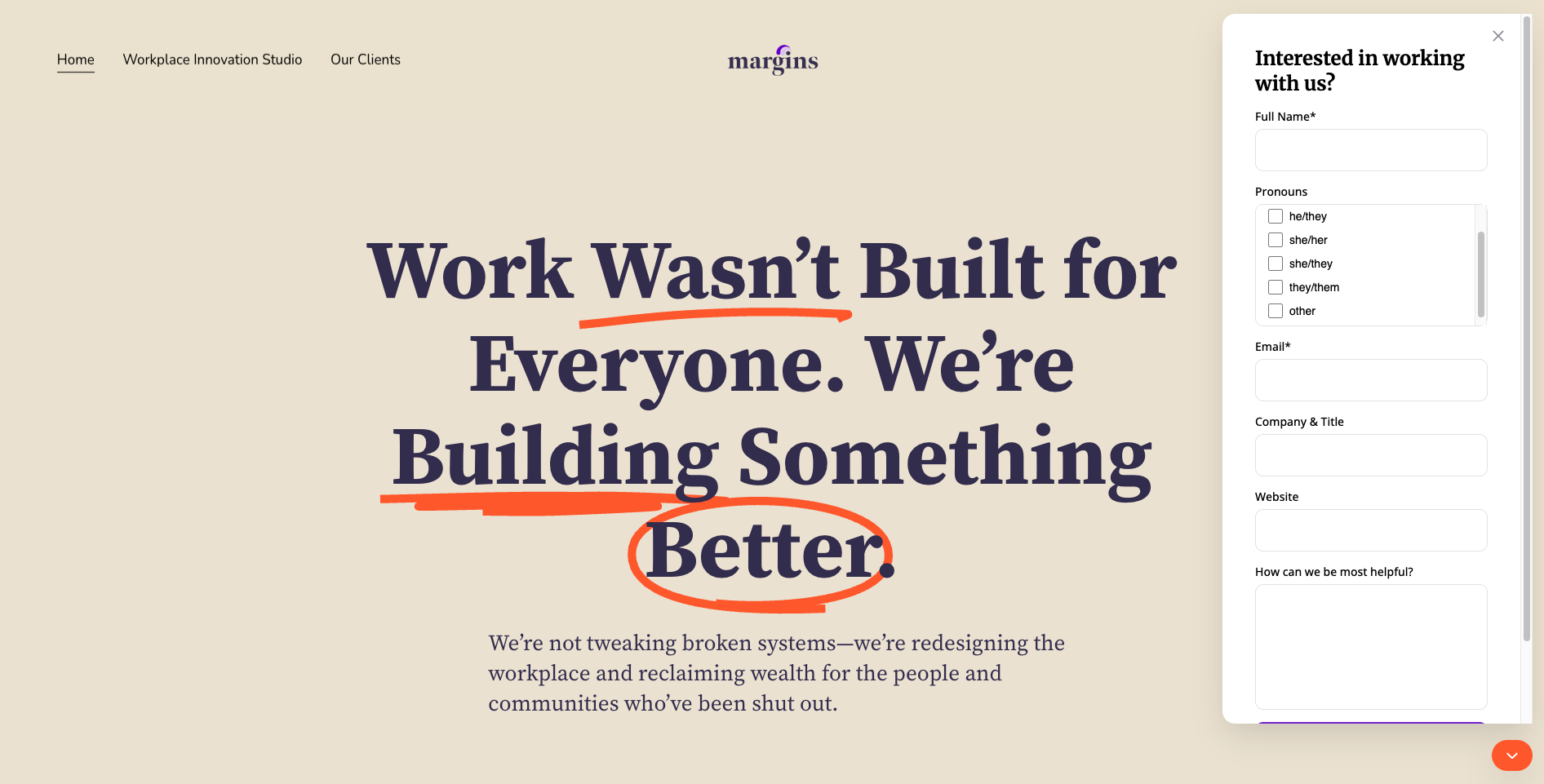 Margin Studios Contact Form | Copper CRM