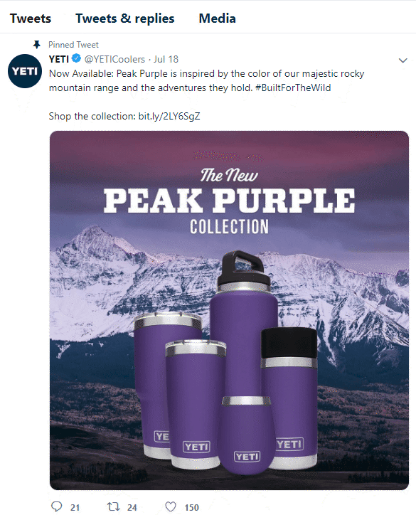 yeti pinned tweet on twitter