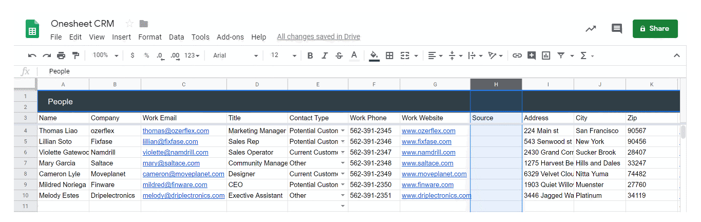 adding a column in onesheet