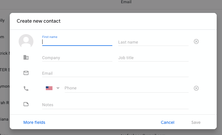 adding a new contact to google