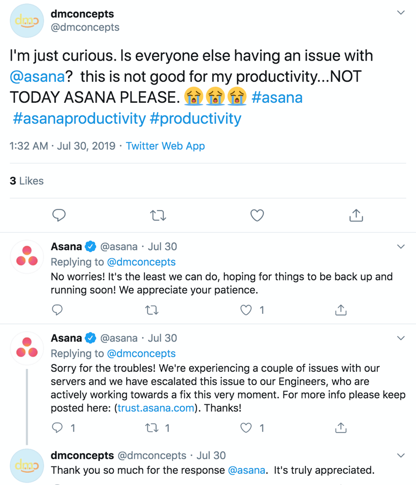 asana twitter account