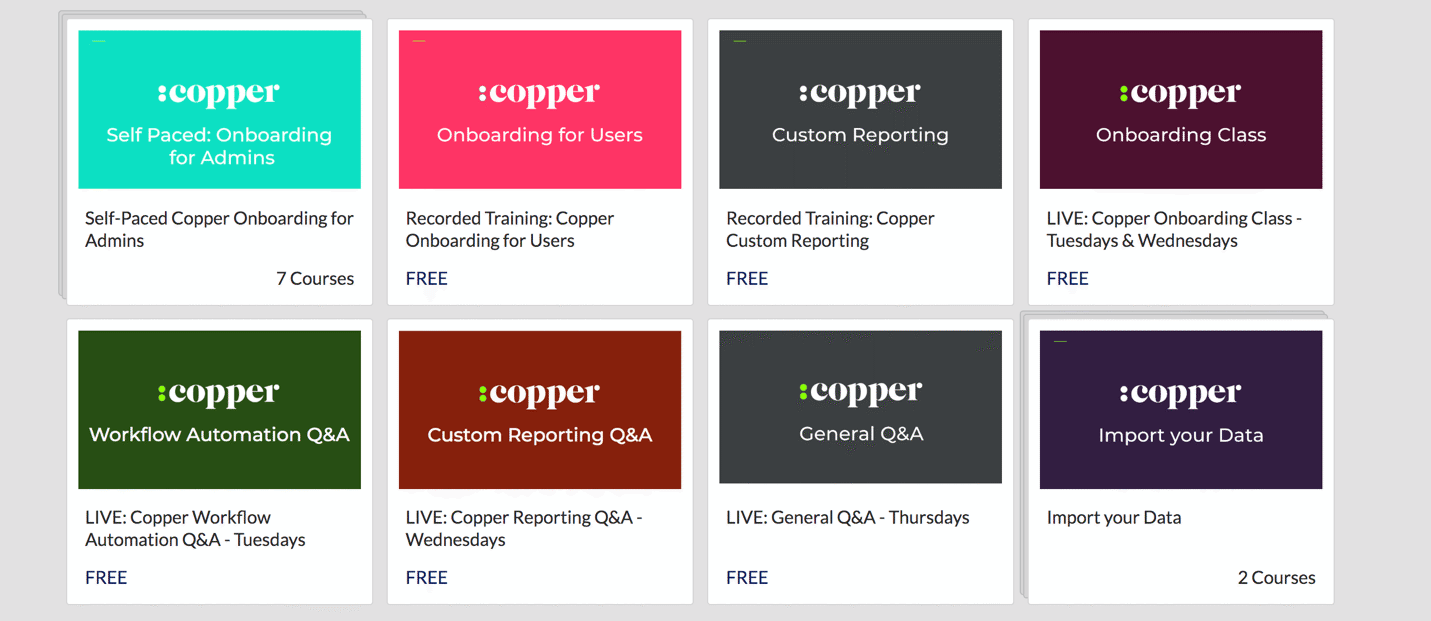 copper's courses on crm