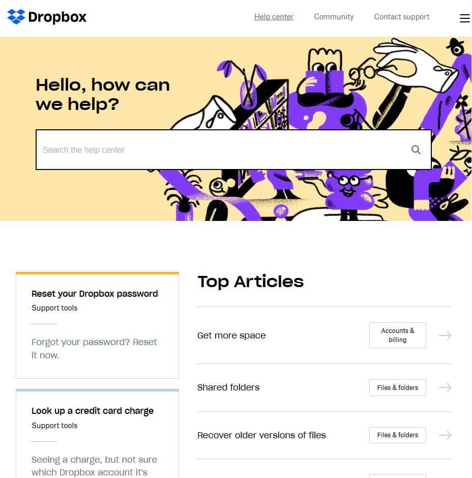 dropbox knowledge base example