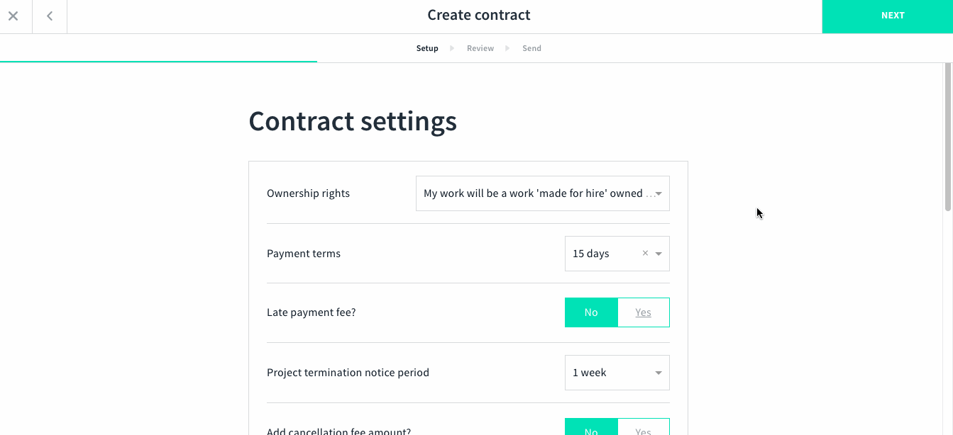 and.co contract settings