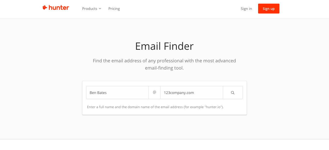 hunter: email finder tool