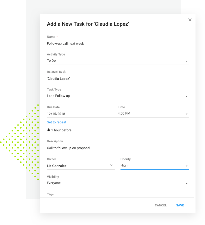 Task Alerts Lead Tracking