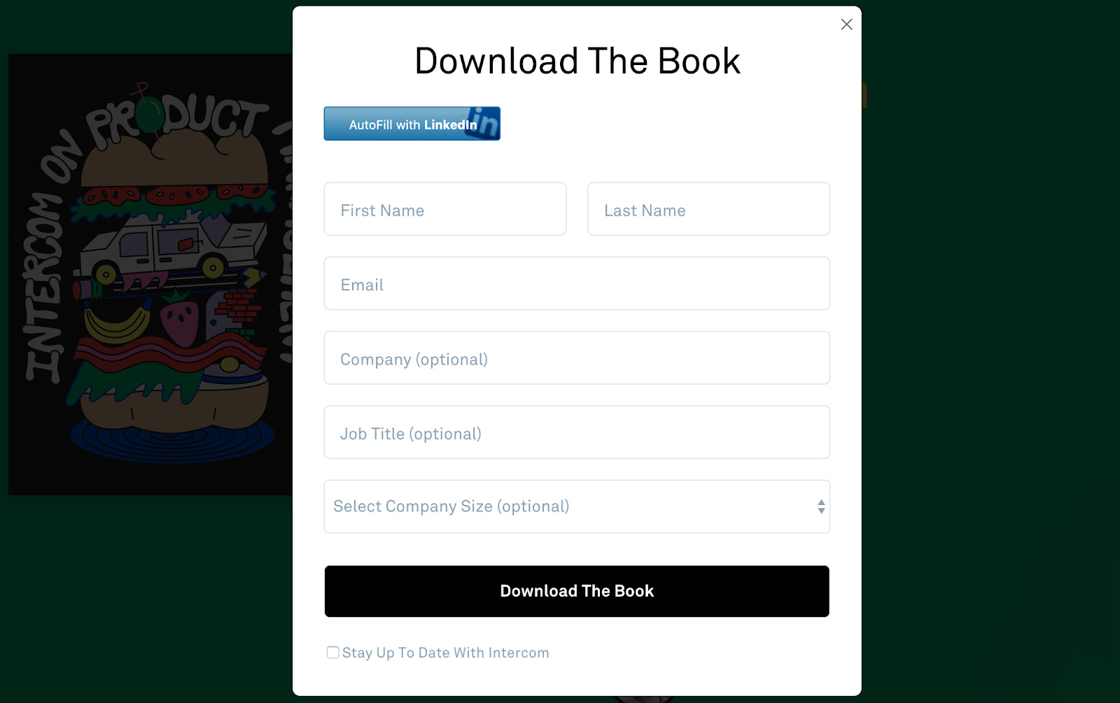 lead capture form example on intercom