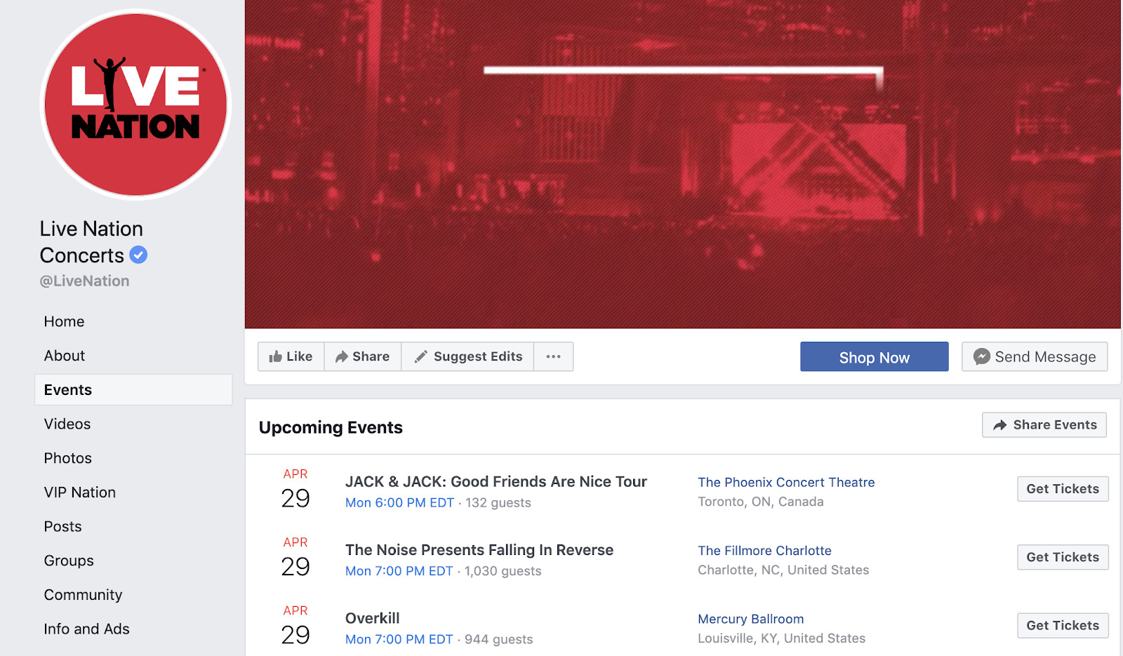 events page on facebook example