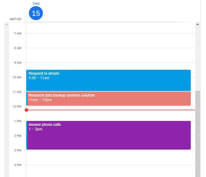 setting daily schedule in google calendar