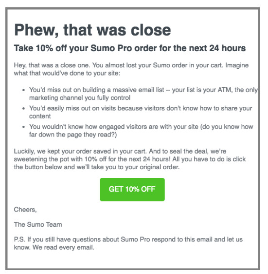 sumo sales email example