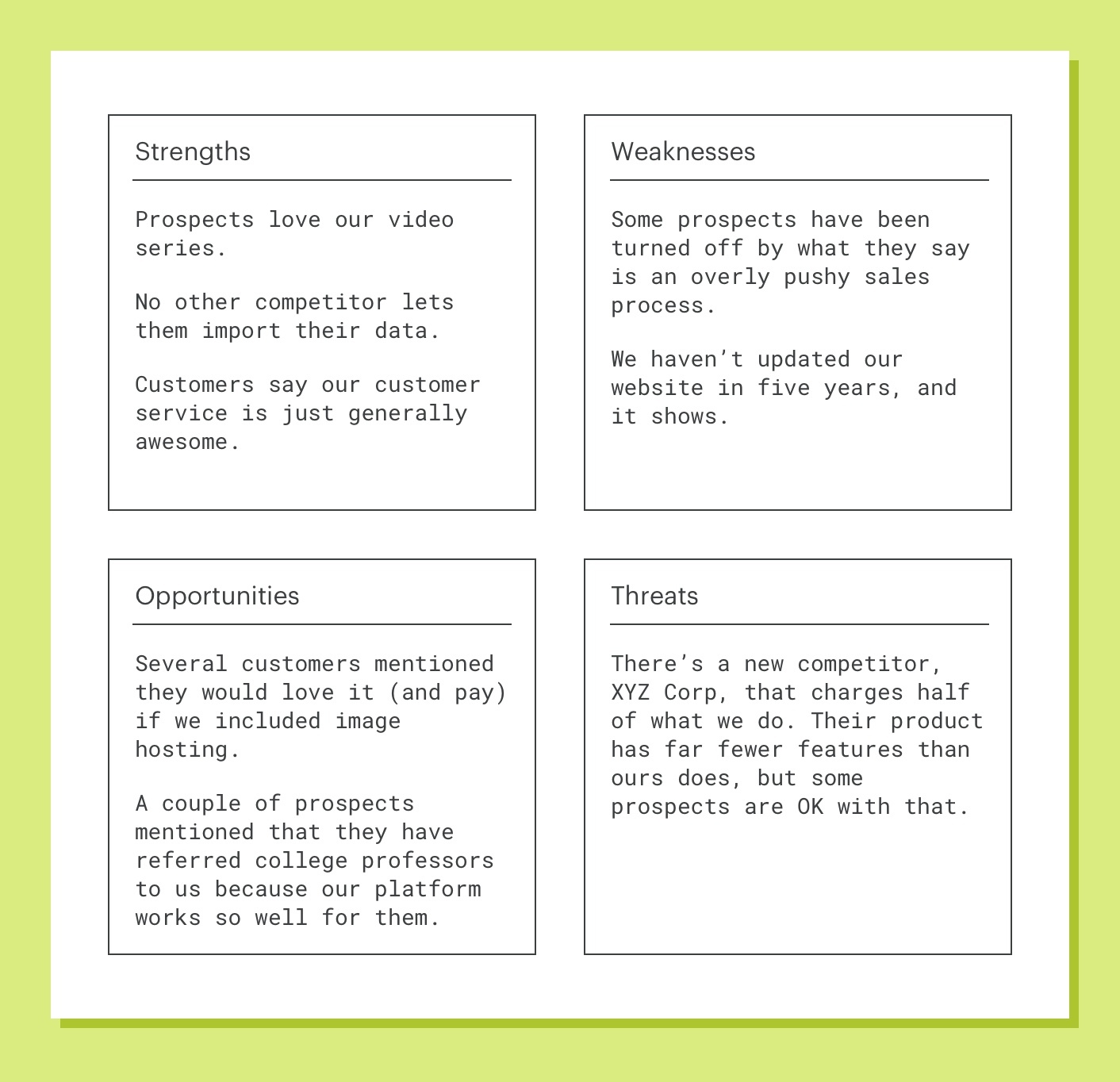 swot analysis example