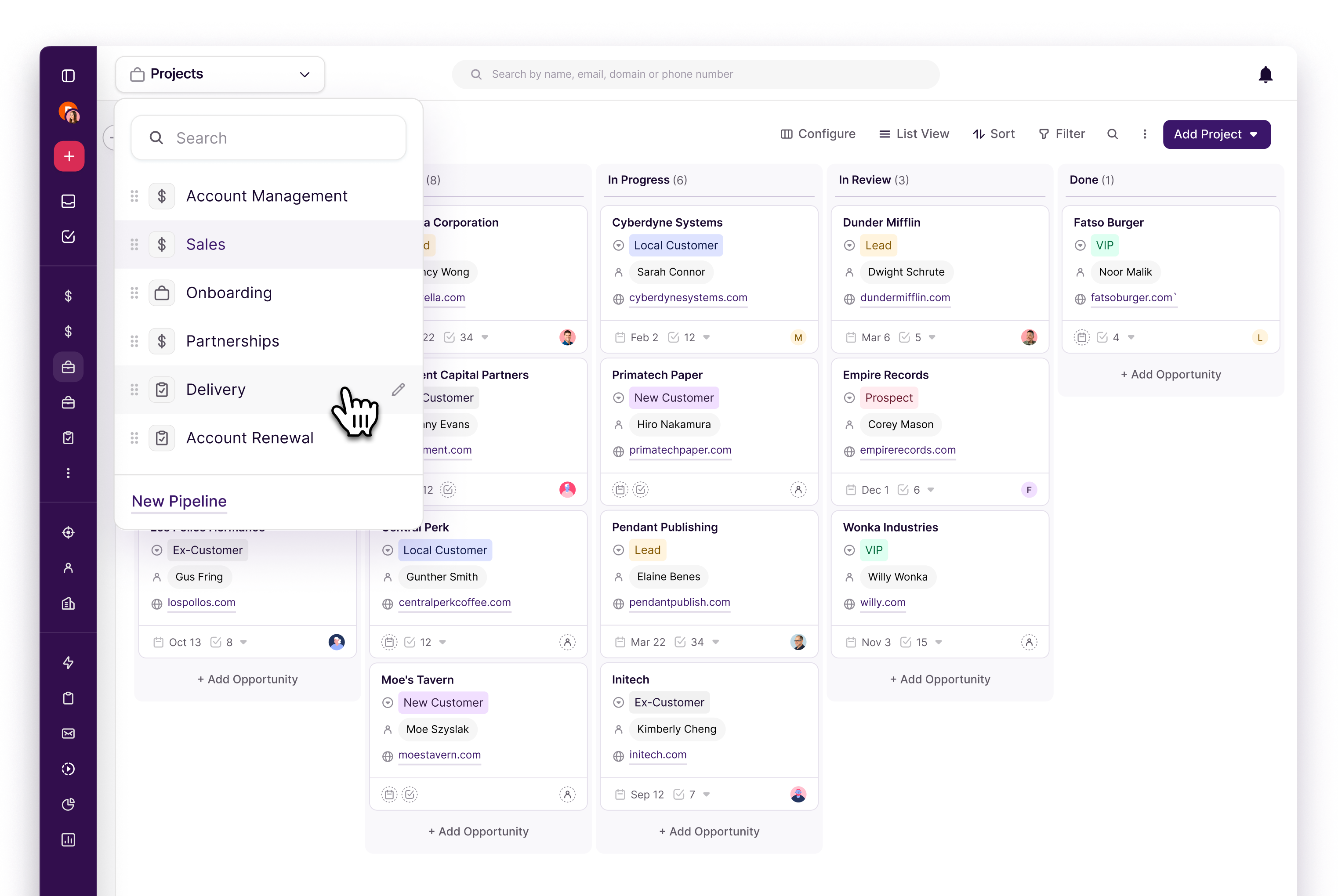 Copper pipeline and project management view