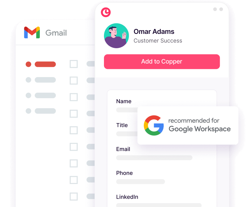 Copper Chrome extension inside Gmail