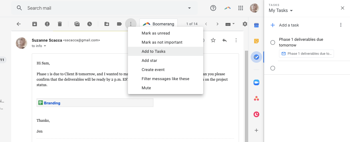 add tasks from gmail
