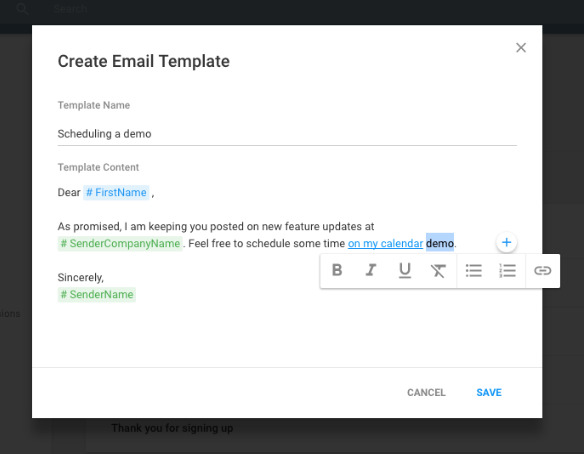 create an email template in minutes in copper CRM