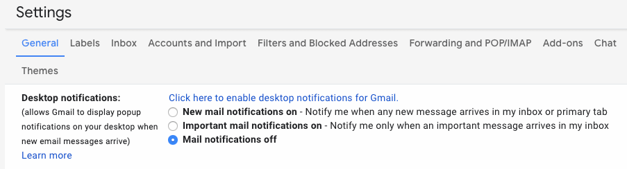 desktop notifications for gmail