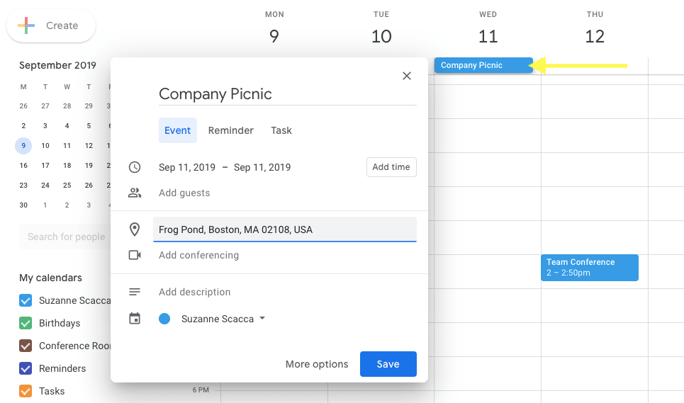 creating a full-day event in google calendar