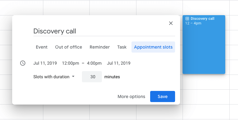 appointment slots in google calendar