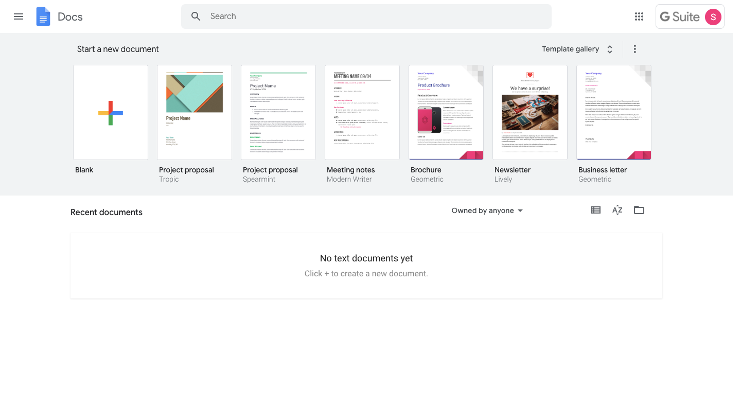 google docs templates for g suite users