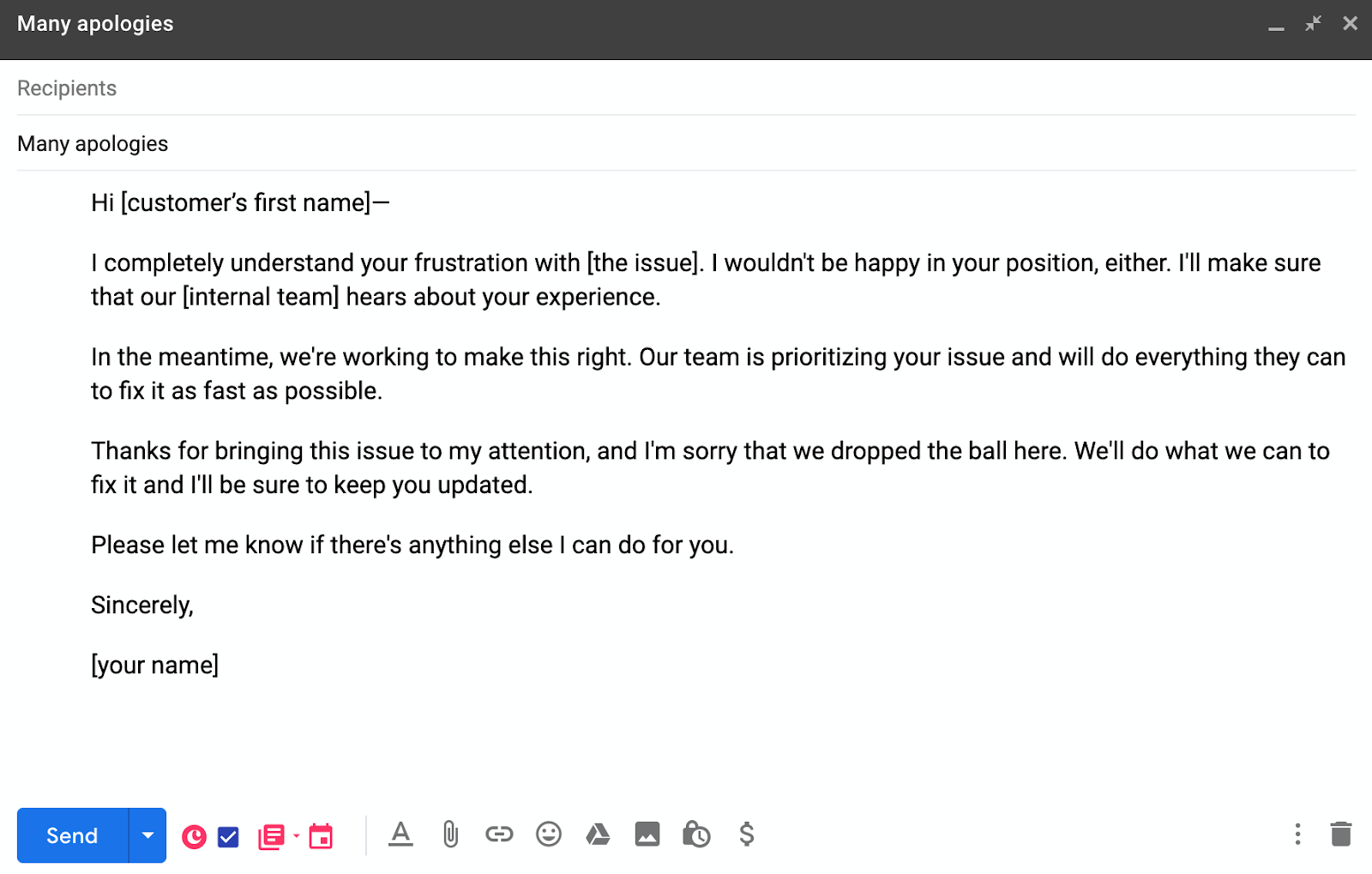 good customer service email example