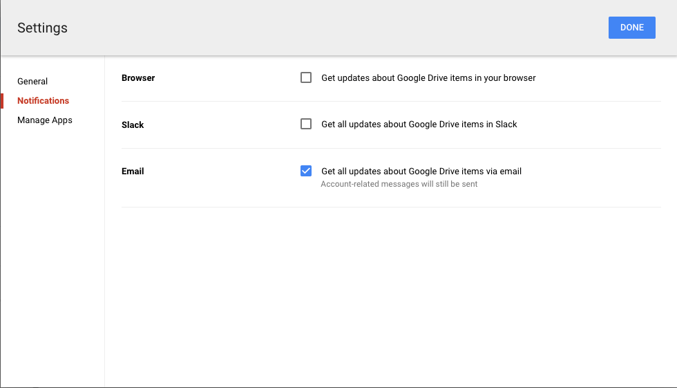 google drive notifications