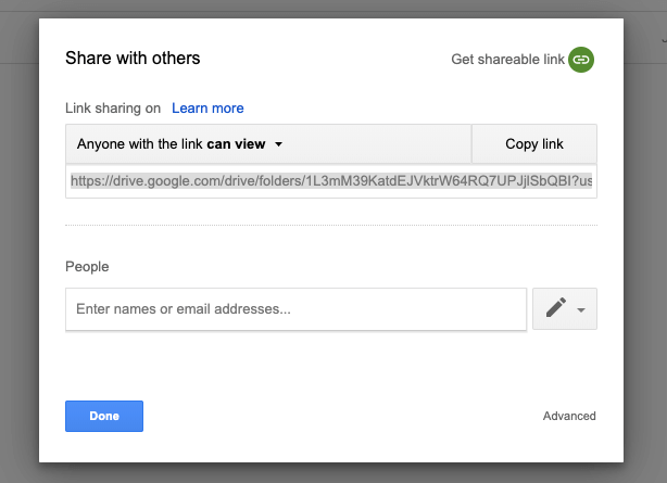 google drive share option