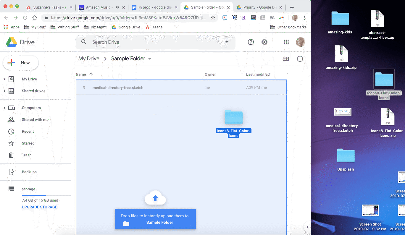uploading folders to google drive
