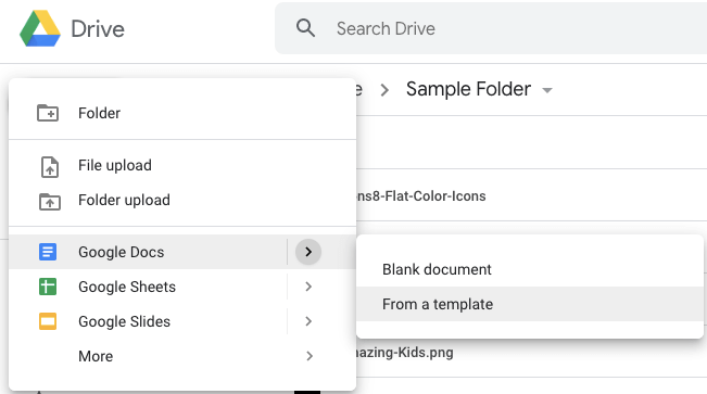 using google drive templates