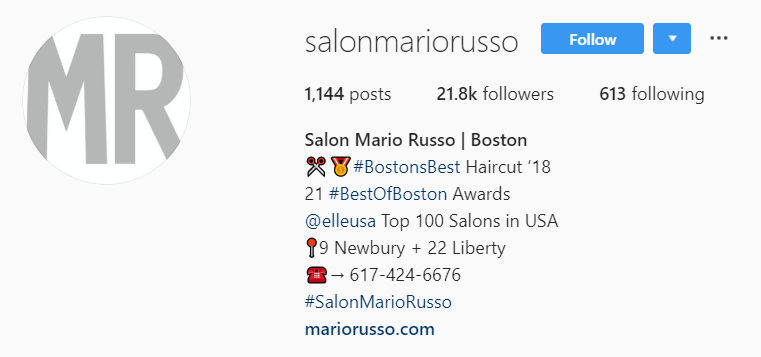 MR salon list bio on instagram