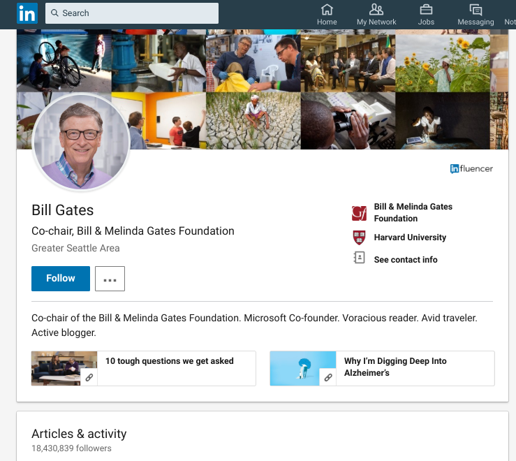 bill gates linkedin profile