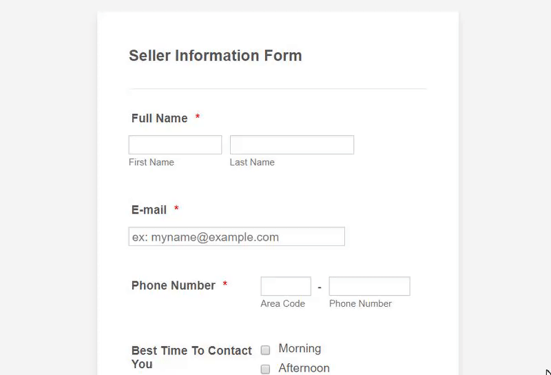 real estate seller form on google forms