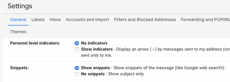 how to show snippets in gmail