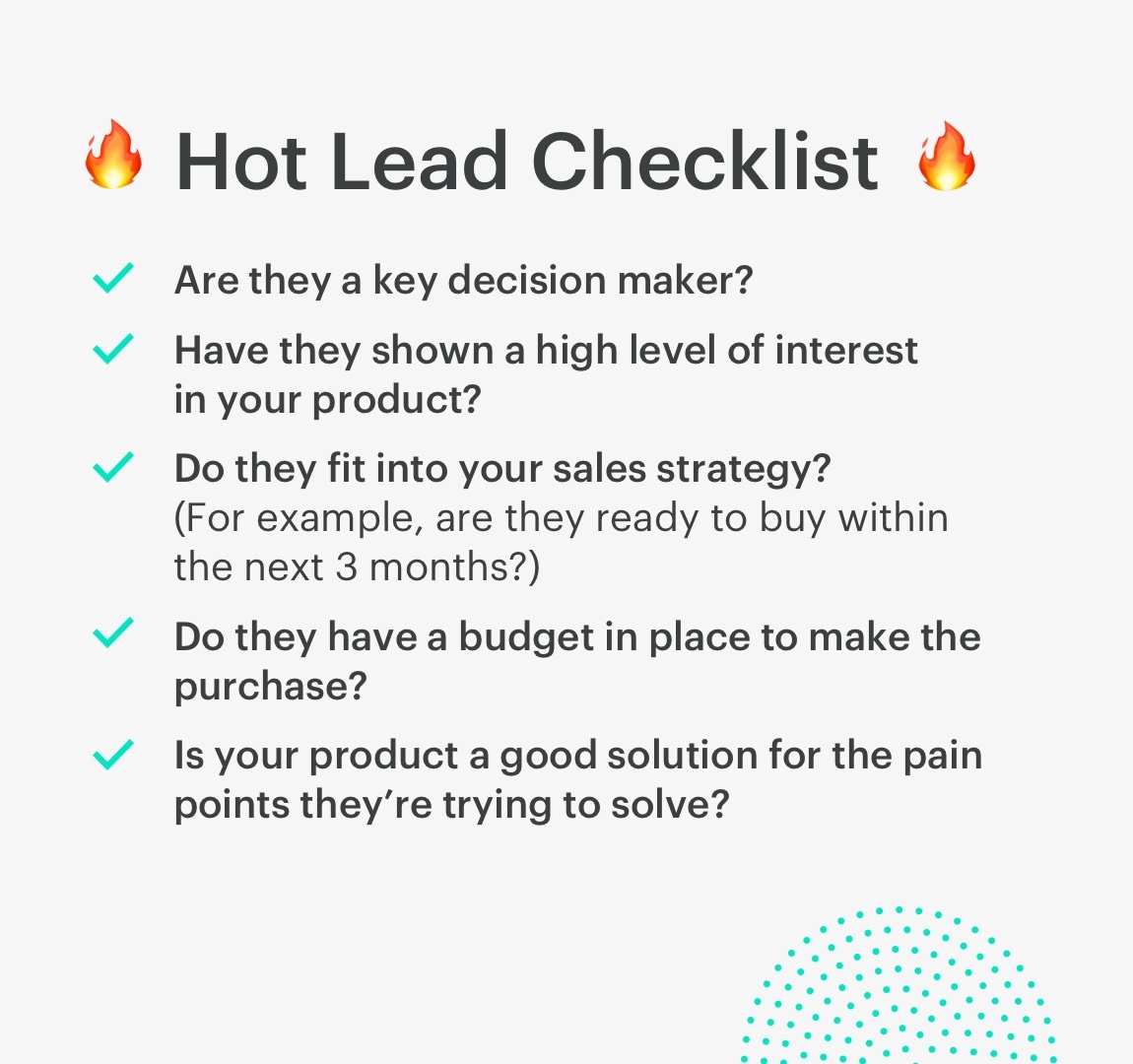 hot leads checklist: 5 key things
