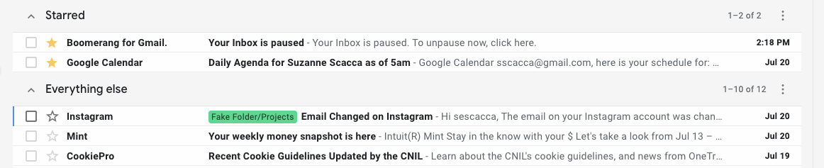 gmail snippets in inbox view