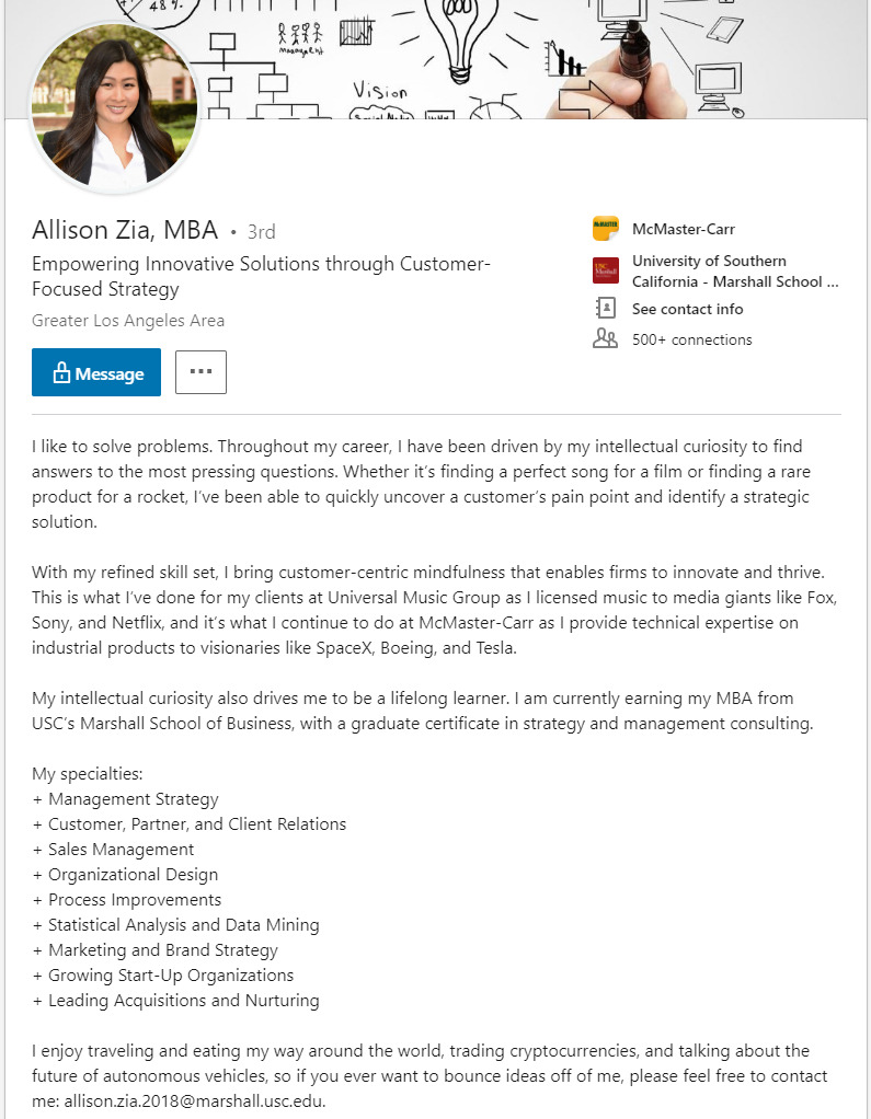 accounting linkedin summary examples