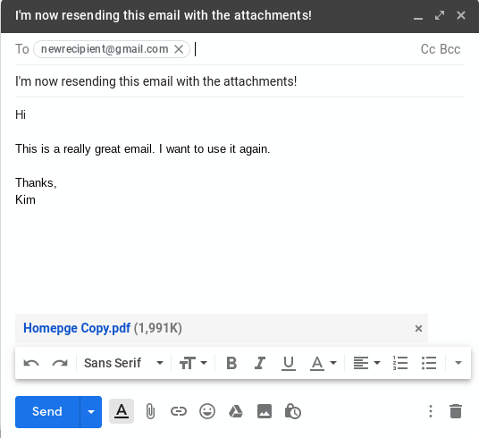 attachments in resent emails
