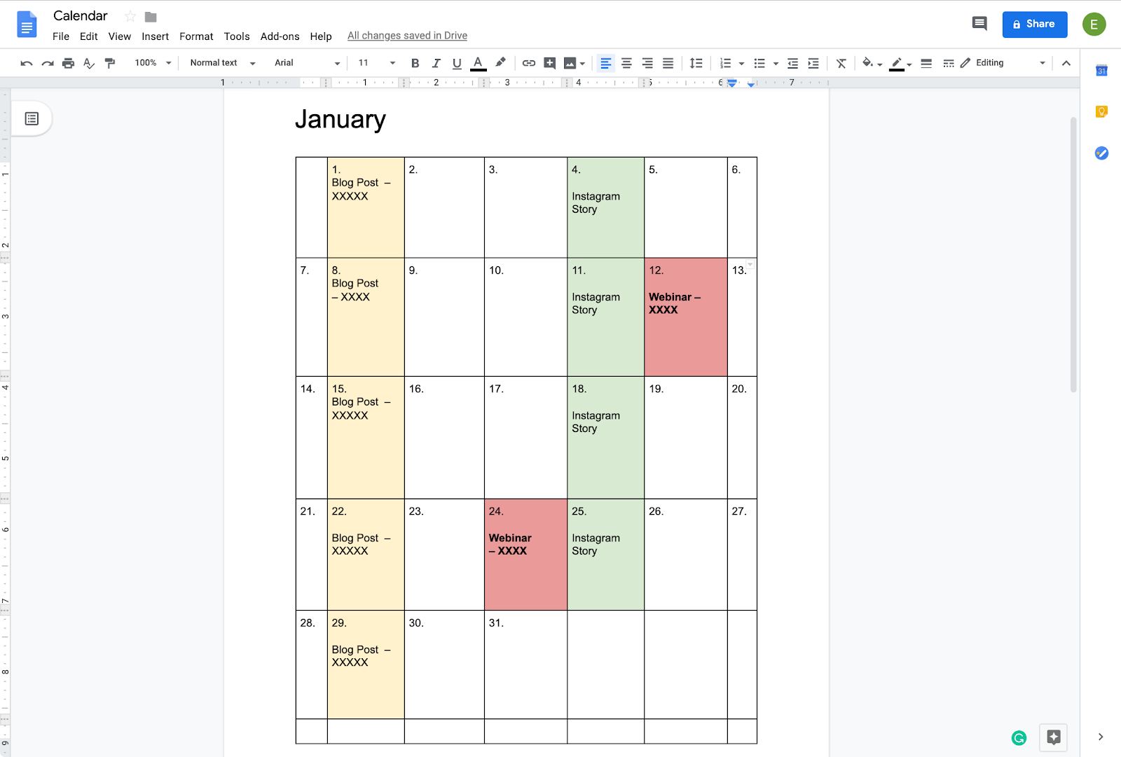 How to Create a Calendar in Google Docs  Copper