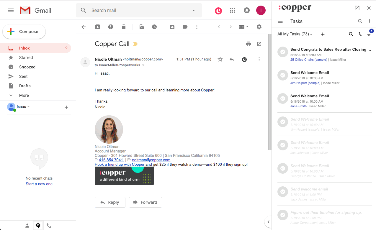 copper crm integrations with g suite