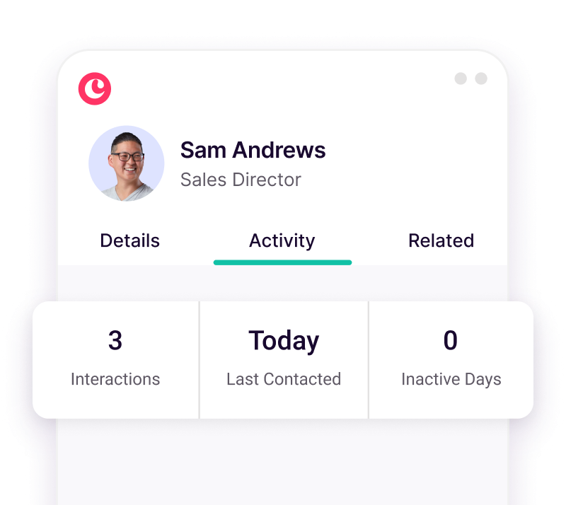 Copper contact profile with activity and customer insight data